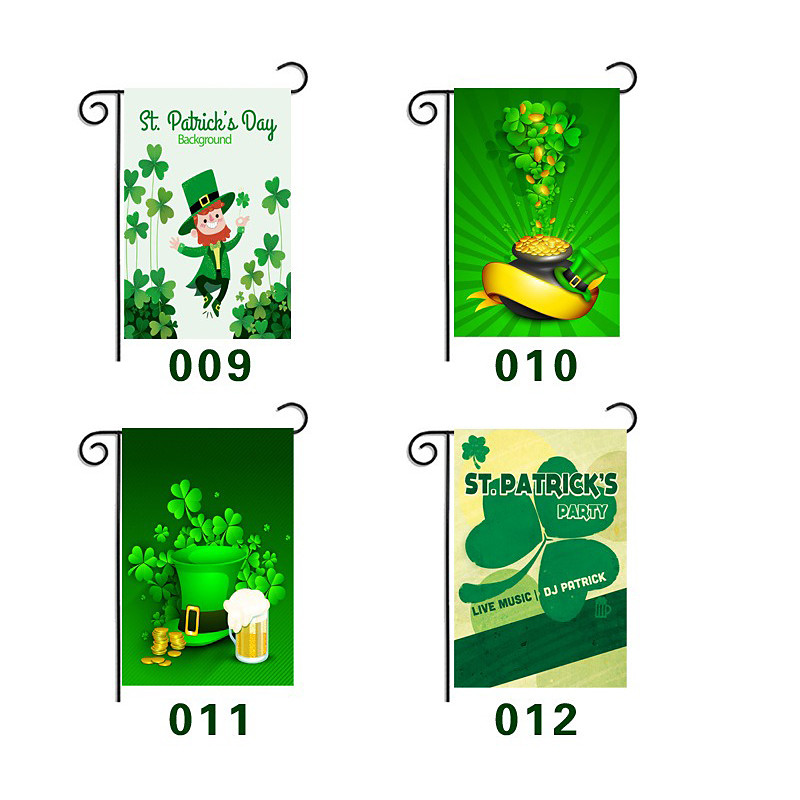 St Patrick's Day Irish Garden Flag, Shamrock Design, Festive Holiday Decoration for Yard, St. Patrick's Day Atmosphere, Outdoor Garden Party Decor.