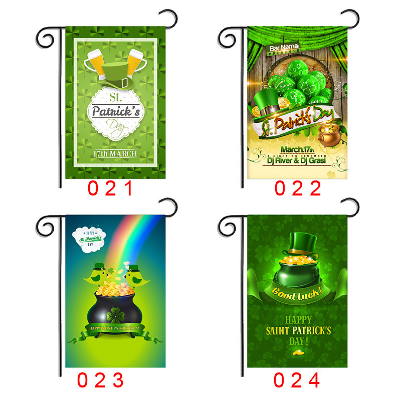 St Patrick's Day Irish Garden Flag, Shamrock Design, Festive Holiday Decoration for Yard, St. Patrick's Day Atmosphere, Outdoor Garden Party Decor.