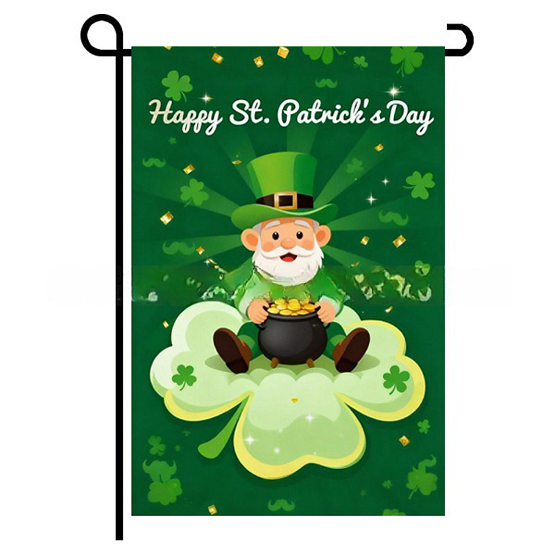 St Patrick's Day Garden Flag, Green Leaf Shamrock Design, Irish Festival Yard Decoration, St. Patrick's Day Party Décor for Outdoor Garden or Patio.