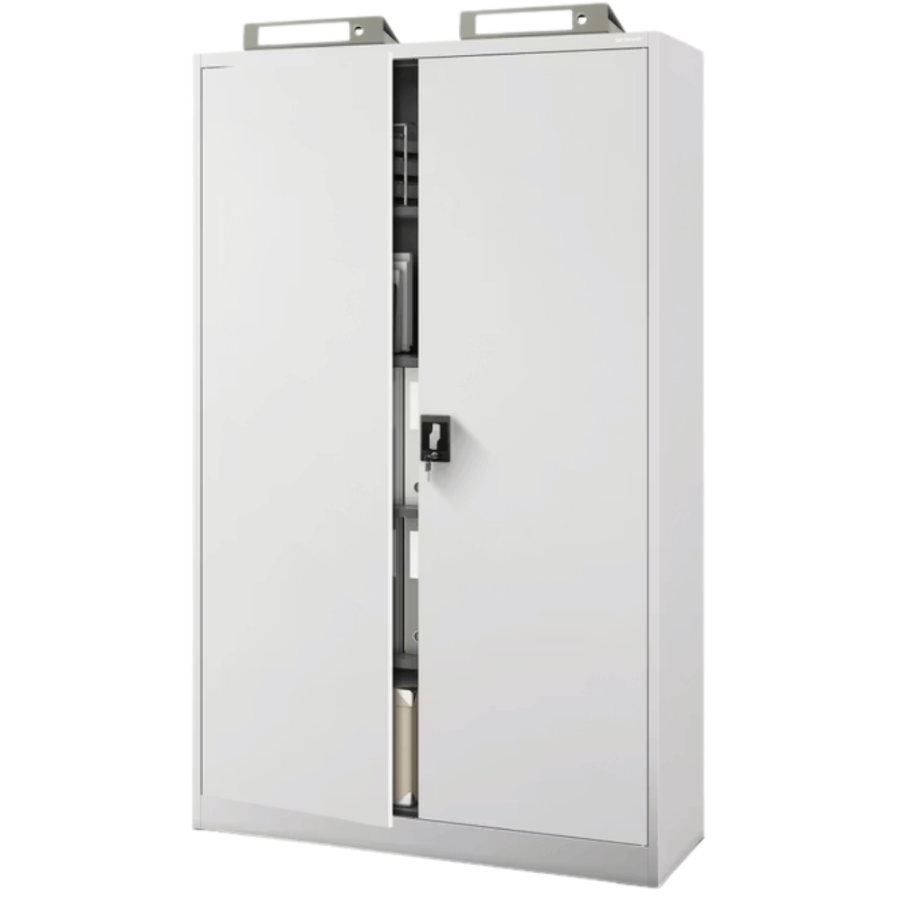 DELUKE Aktenschrank abschließbar KADO - 5 Ebenen, Flügeltüren | Metallschrank Werkstatt Büroschrank aus Stahl Werkzeugschrank, 185x115x40cm Grau Image