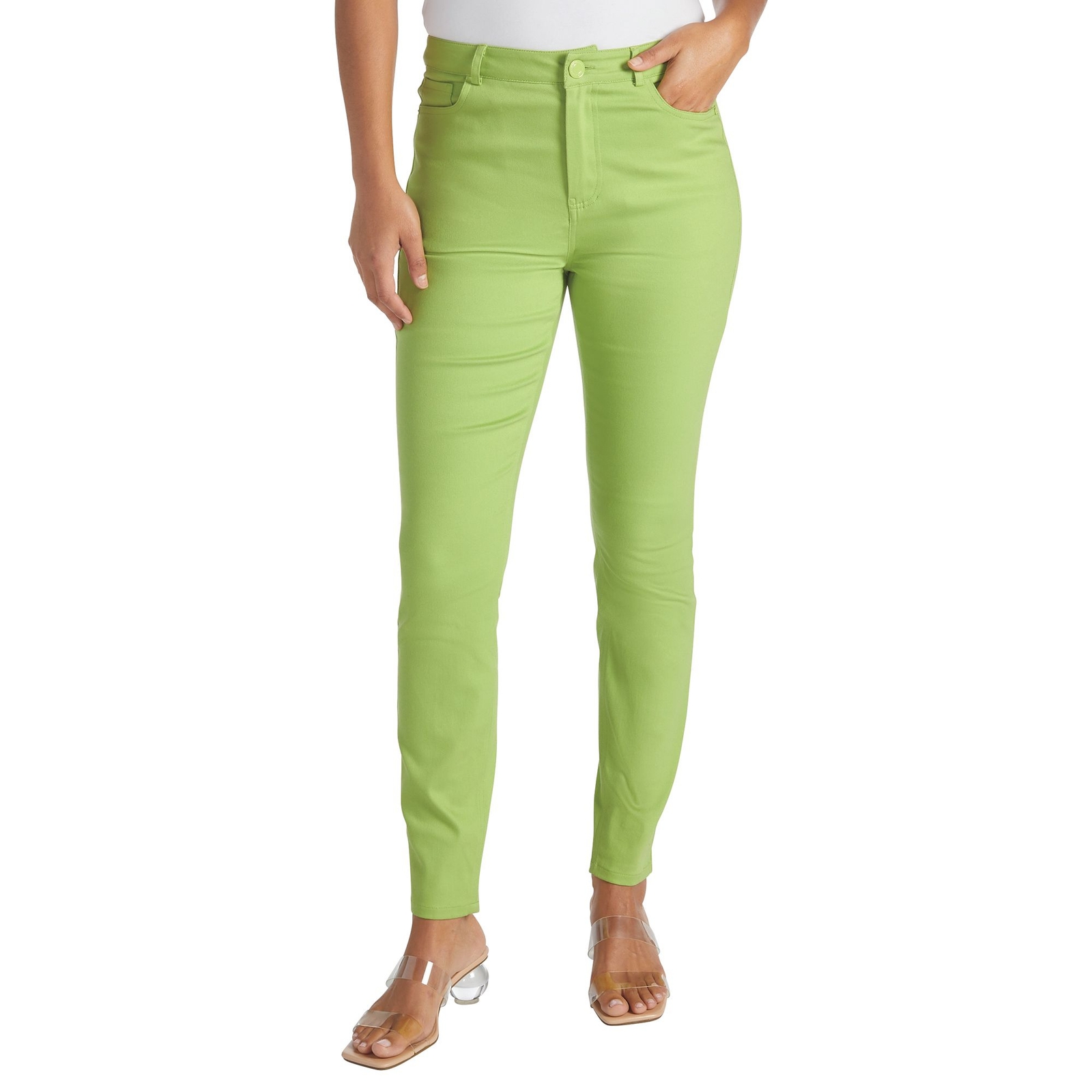 Masseys High-Rise Colored Skinny Jean (Size 4) Leaf Green, Cotton,Spandex