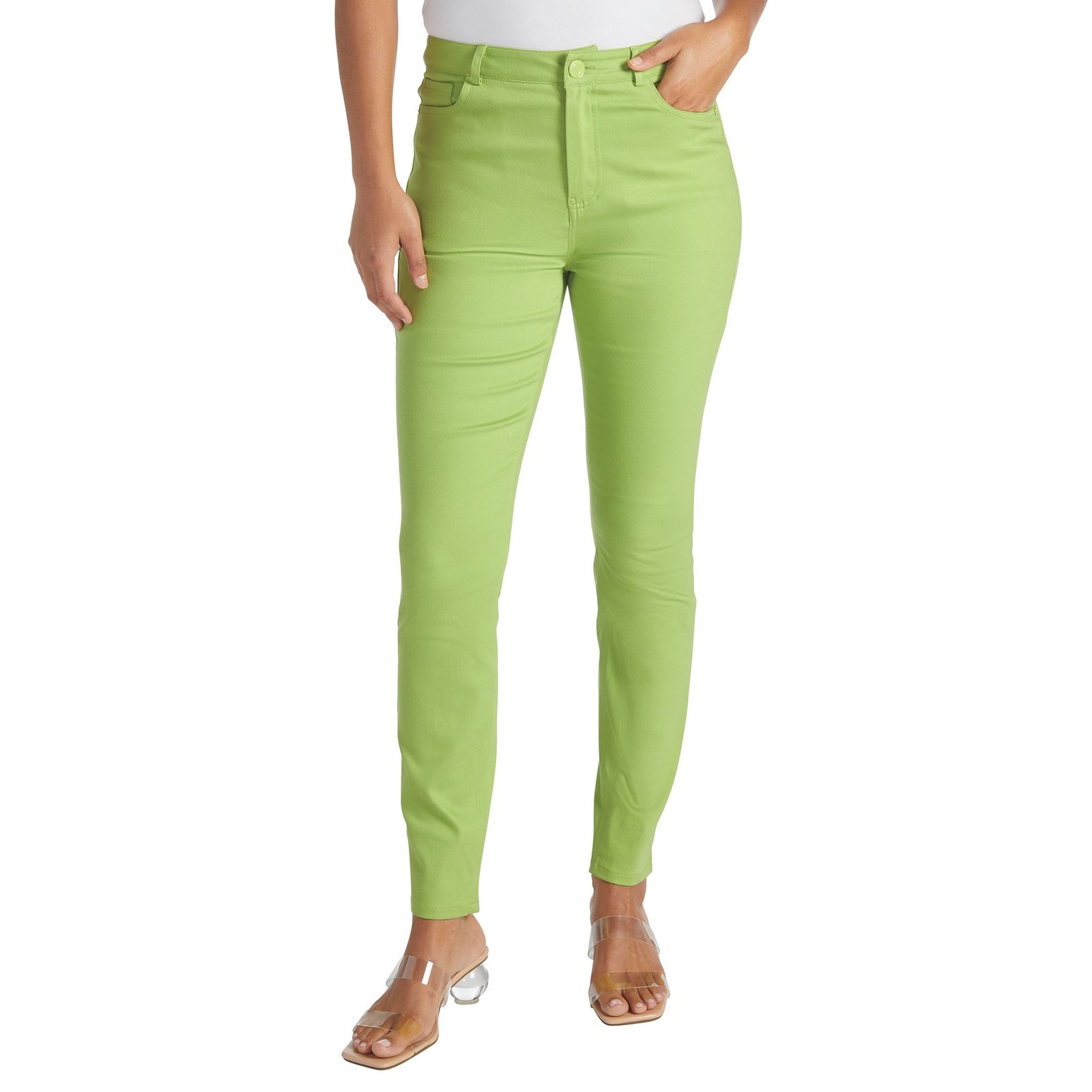 Masseys High-Rise Colored Skinny Jean (Size 26W) Leaf Green, Cotton,Spandex