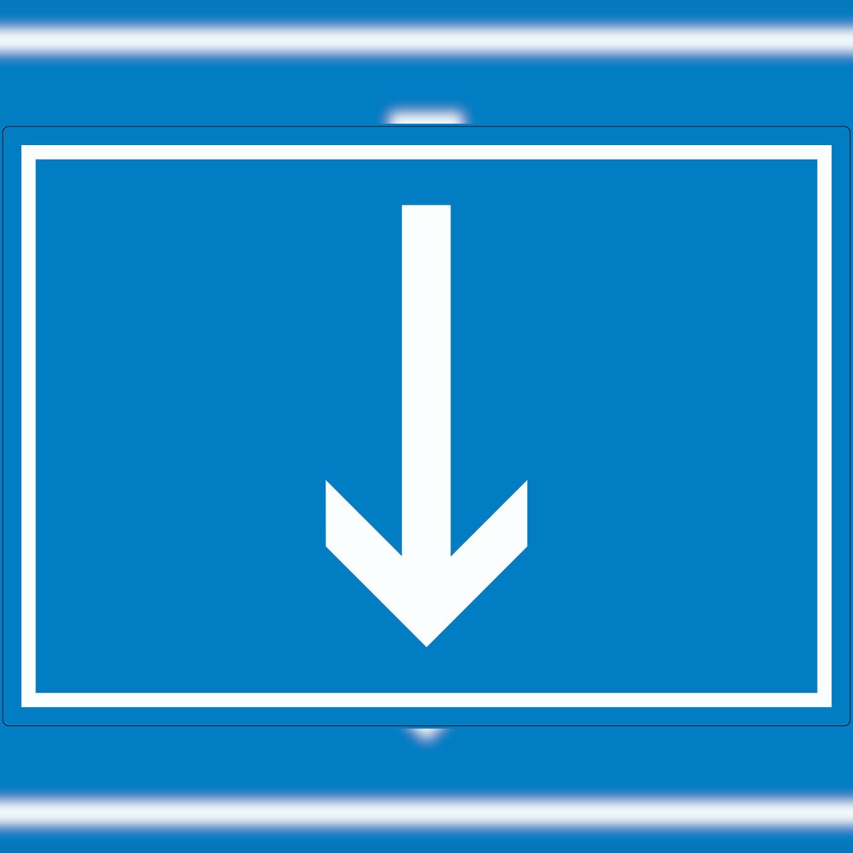 HB-Druck Richtungspfeil runter Aufkleber waagerecht weiss blau Pfeil A0 (841x1189mm) Image