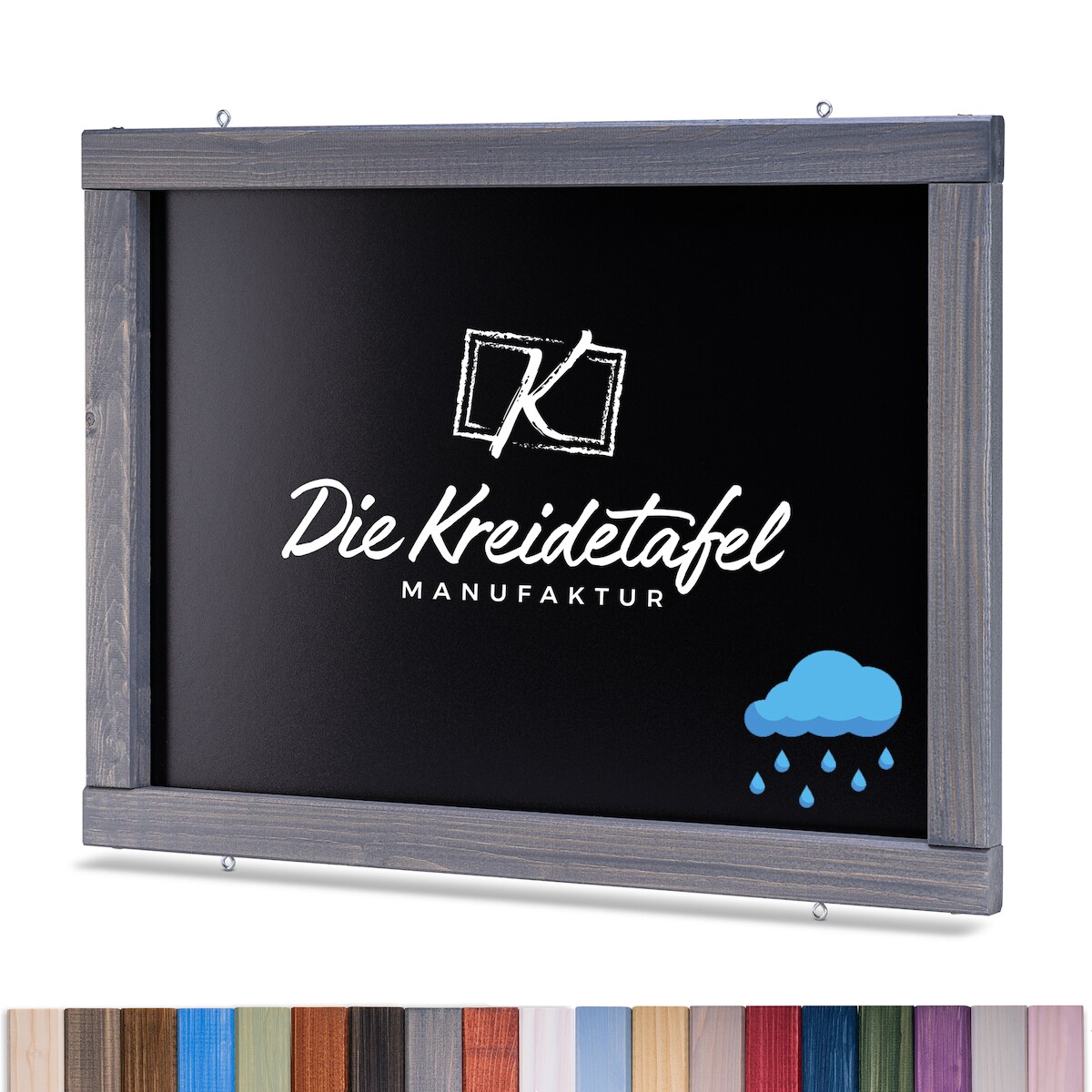 Die Kreidetafel Manufaktur Wetterfeste Outdoor Kreidetafel mit Holzrahmen / Grau 55x55cm Image