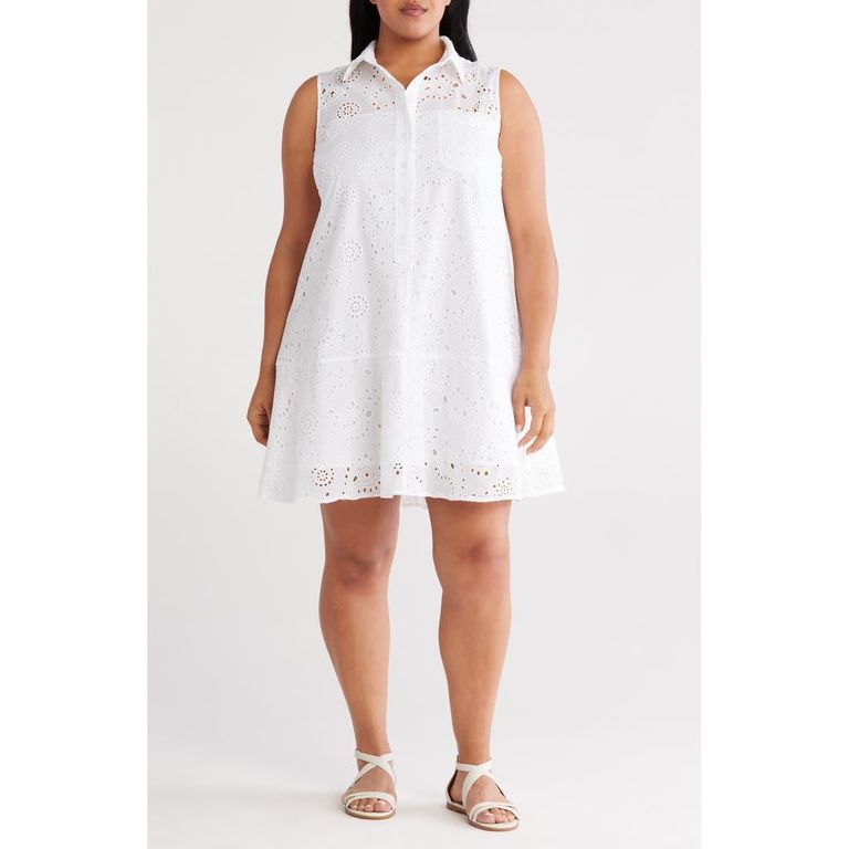 Cotton Eyelet Sleeveless Shirtdress - White - UNIVERSAL STANDARD Dresses