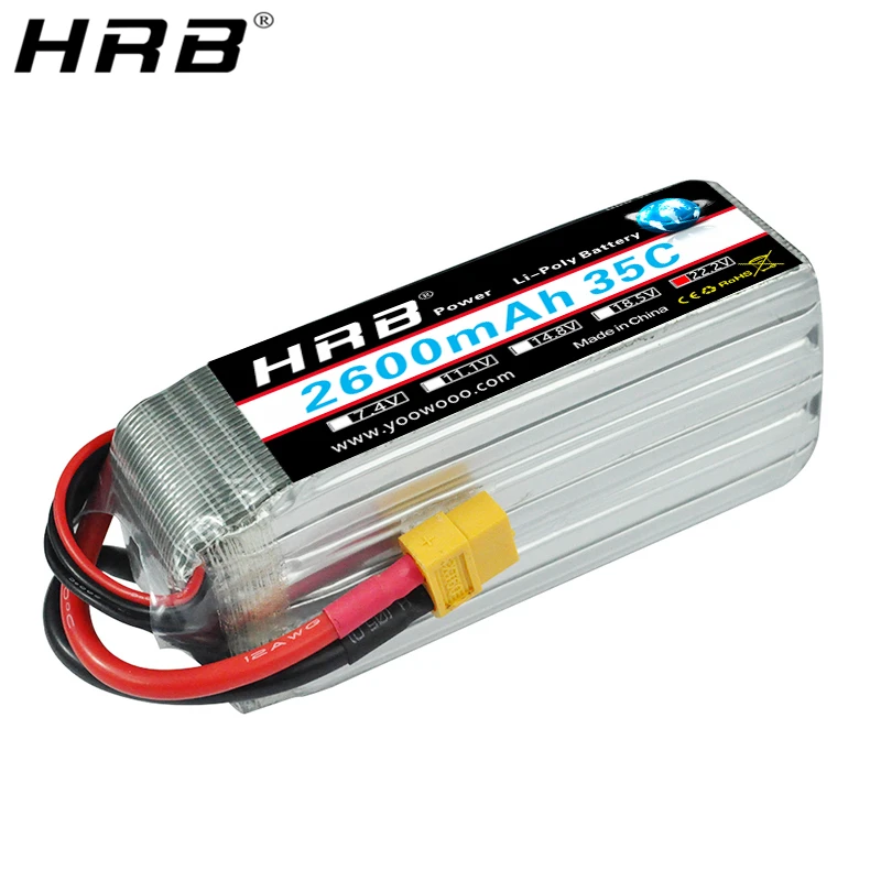 HRB 6S 2600mah Lipo Batterie 22,2V 35C XT60 Für RC FPV Flugzeuge Drone Racing Boot Auto Teile Image