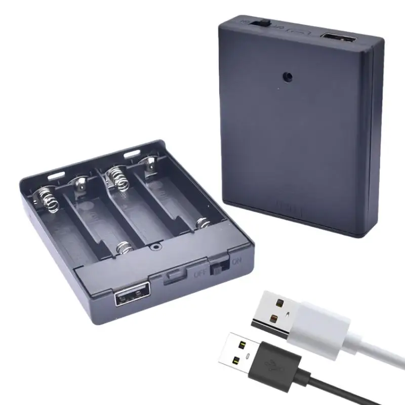 1Pcs Tragbare Mini USB Netzteil Batterie Box 4AA Batterie Halter Lagerung Fall Für LED Streifen Licht Zubehör Image