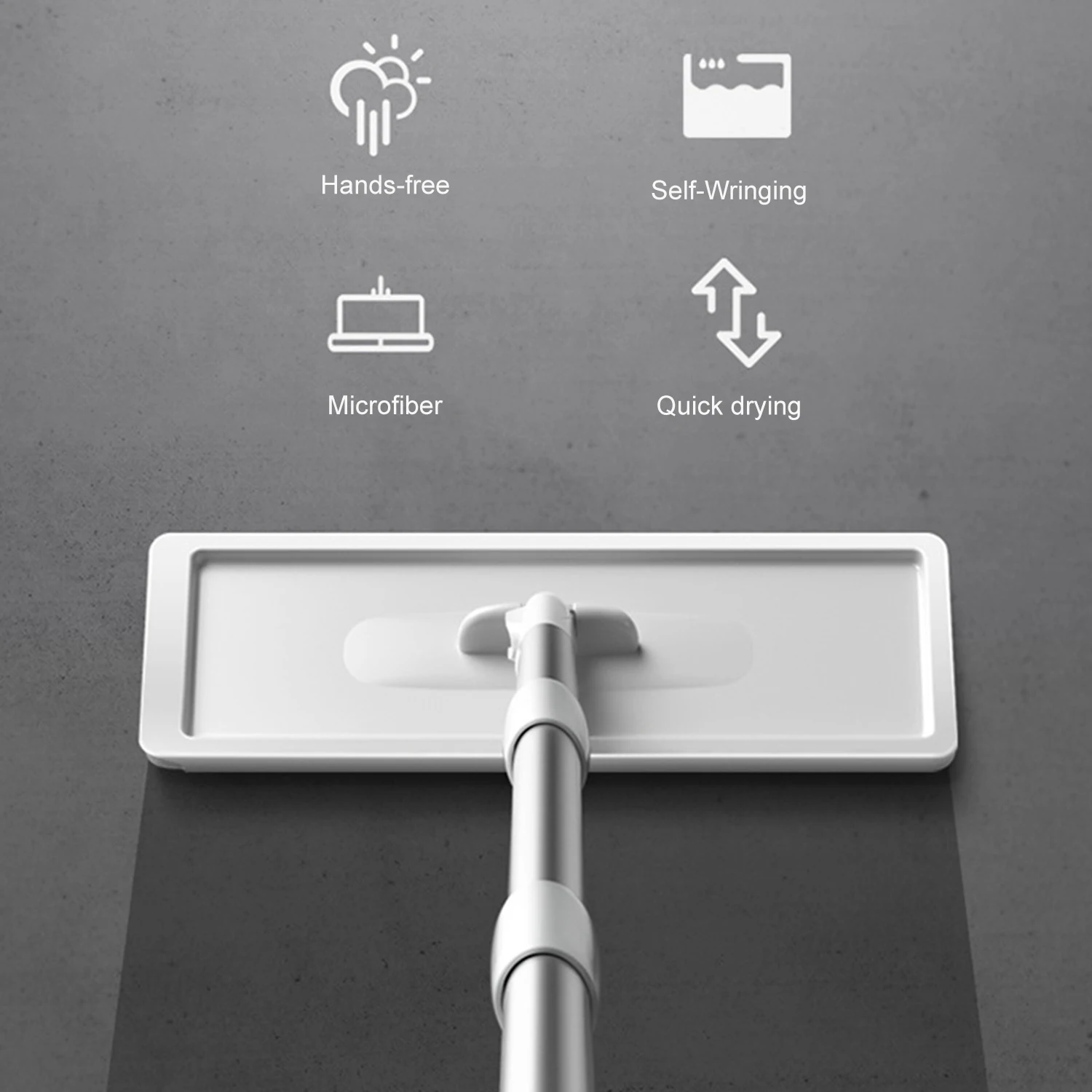Bodenreiniger-Mopp, Mikrofaser, freihändige Bodenreinigung, Quetsch-Bodenwischer, waschbare Pads mit weichen Nachfüllpads, Hartholz, trockener und nasser Mopp Image