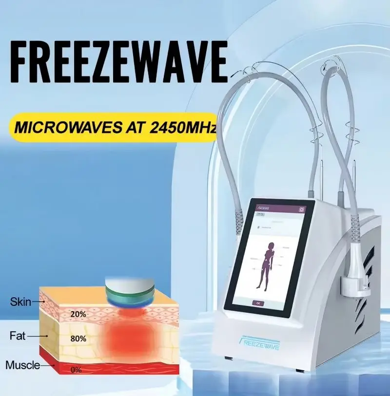 2 Griffe 2,45 GHz Mikrowelle Hautstraffung Cellulite Entfernung Gewichtsverlust Cool Body Wave Maschine