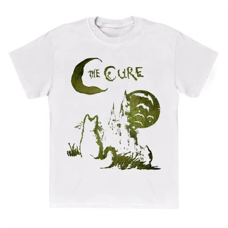The Cure Cat T-Shirt 90er Jahre Alt Indie Rock Kleidung Band T-Shirt Hip Hop T-Shirt Männer Frauen Oversize Kleidung Y2k Tops Image