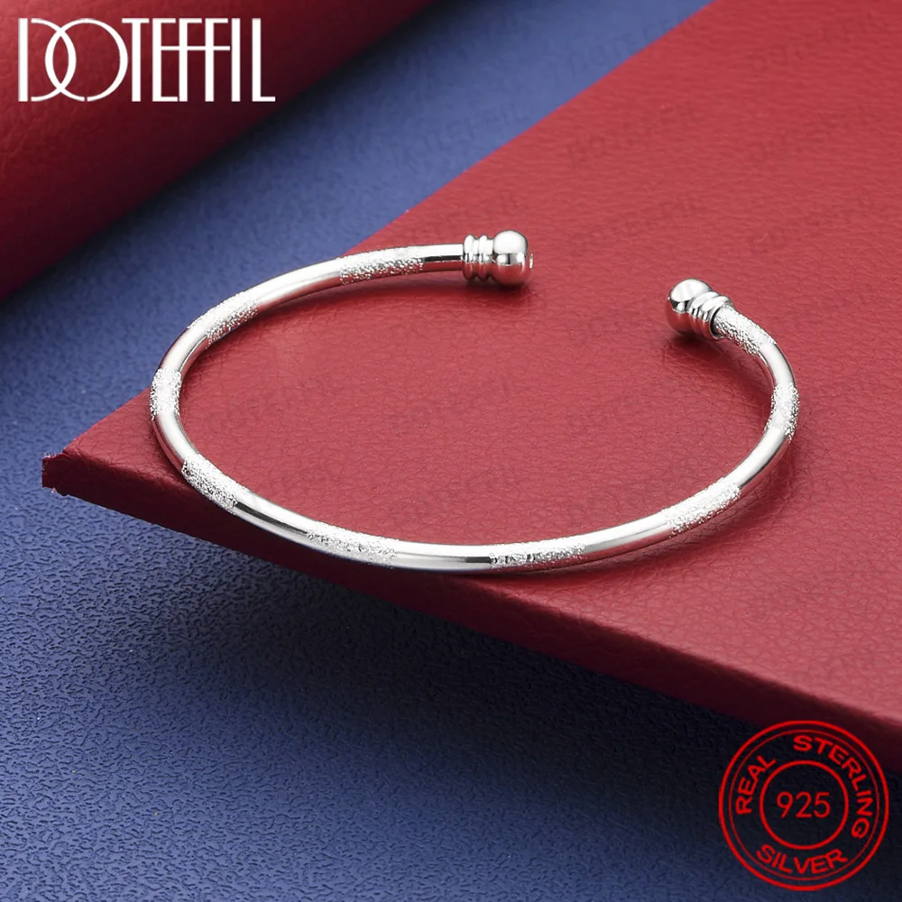 Doppelperlen aus 925er-Sterlingsilber, glatt, matt, Manschettenarmreif für Mann und Frau, Hochzeit, Verlobung, Modeschmuck Image