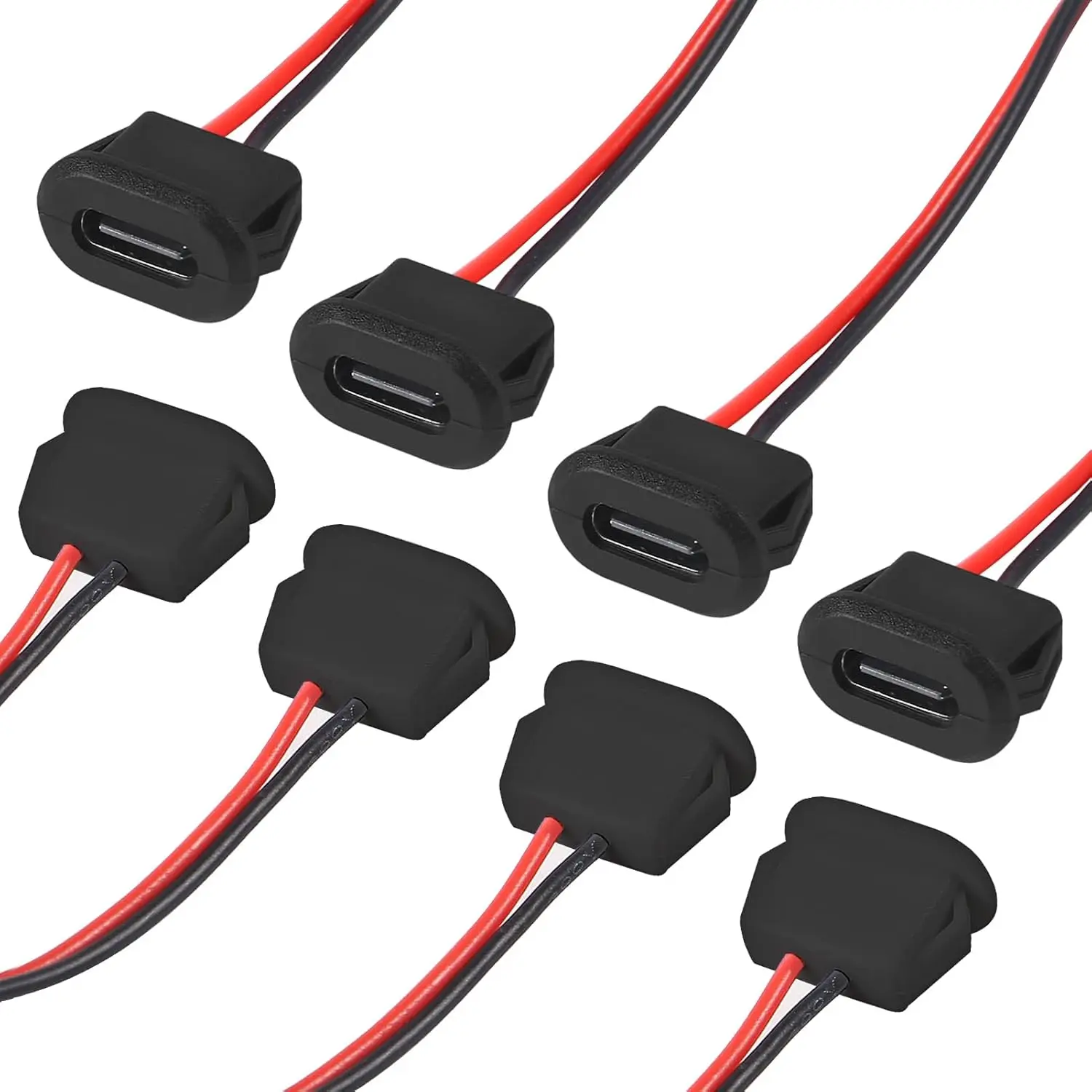 10PCS Typ-C Weibliche Chassis Wasserdichte Solder Draht Typ USB C Pigtail Kabel Verlängerung Power Kabel USB-C Stecker auf 2 Pin Blanken Draht Image