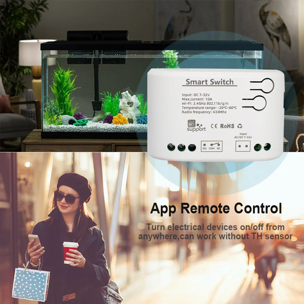 Wifi Mit Sensor Relais Controller Modul Smart Temperatur Schalter Arbeit mit eWeLink APP Alexa Google Home 12V 24V 85-250V 220V Image