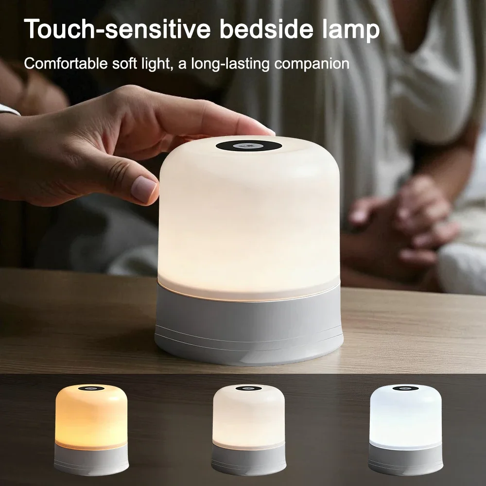 Touchscreen LED Nachtlicht Tischlampe Wiederaufladbare Plug-in Dimmbare Nachttischlampe Schlafzimmer Dekor Weihnachten & Kinderlampe