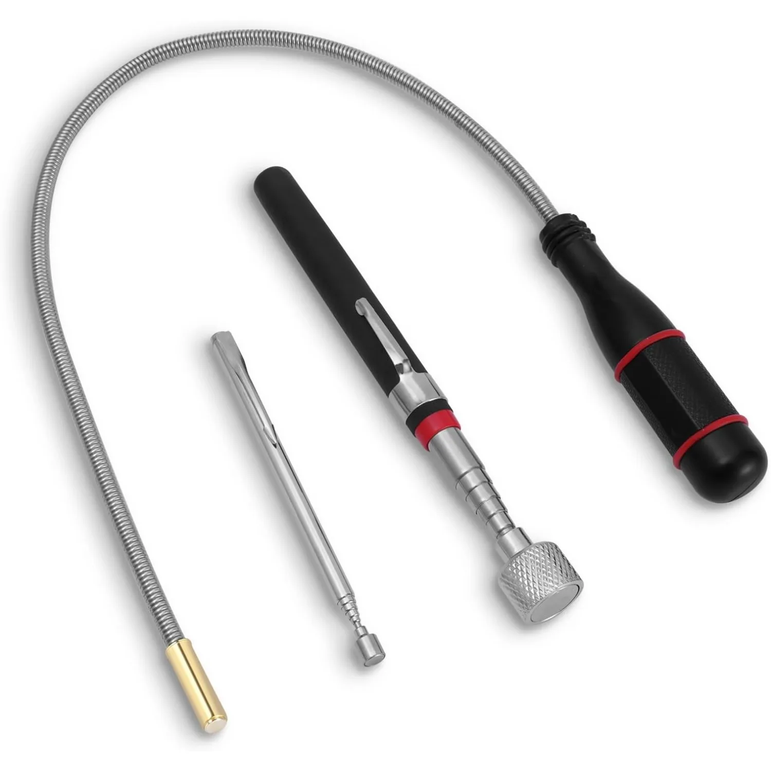 Paquet de 3 outils de ramassage magnétiques aimant extensible outil de ramassage magnétique télescopique outils de ramassage magnétiques flexibles pliables outil à main