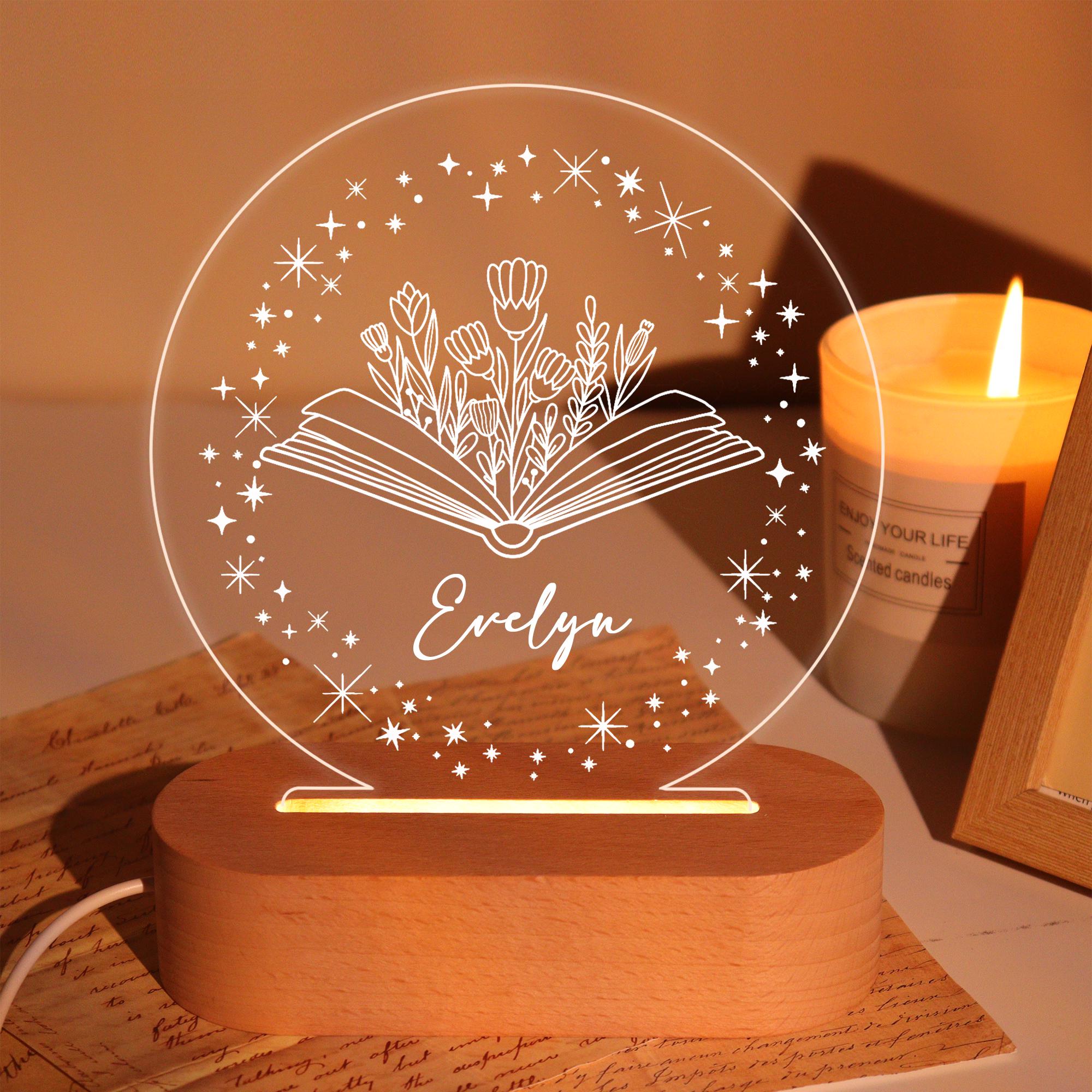Luce notturna per biblioteca, luce LED a forma di fiore di libro, lampada notturna a forma di castello, decorazione per libreria, regalo per lettori,