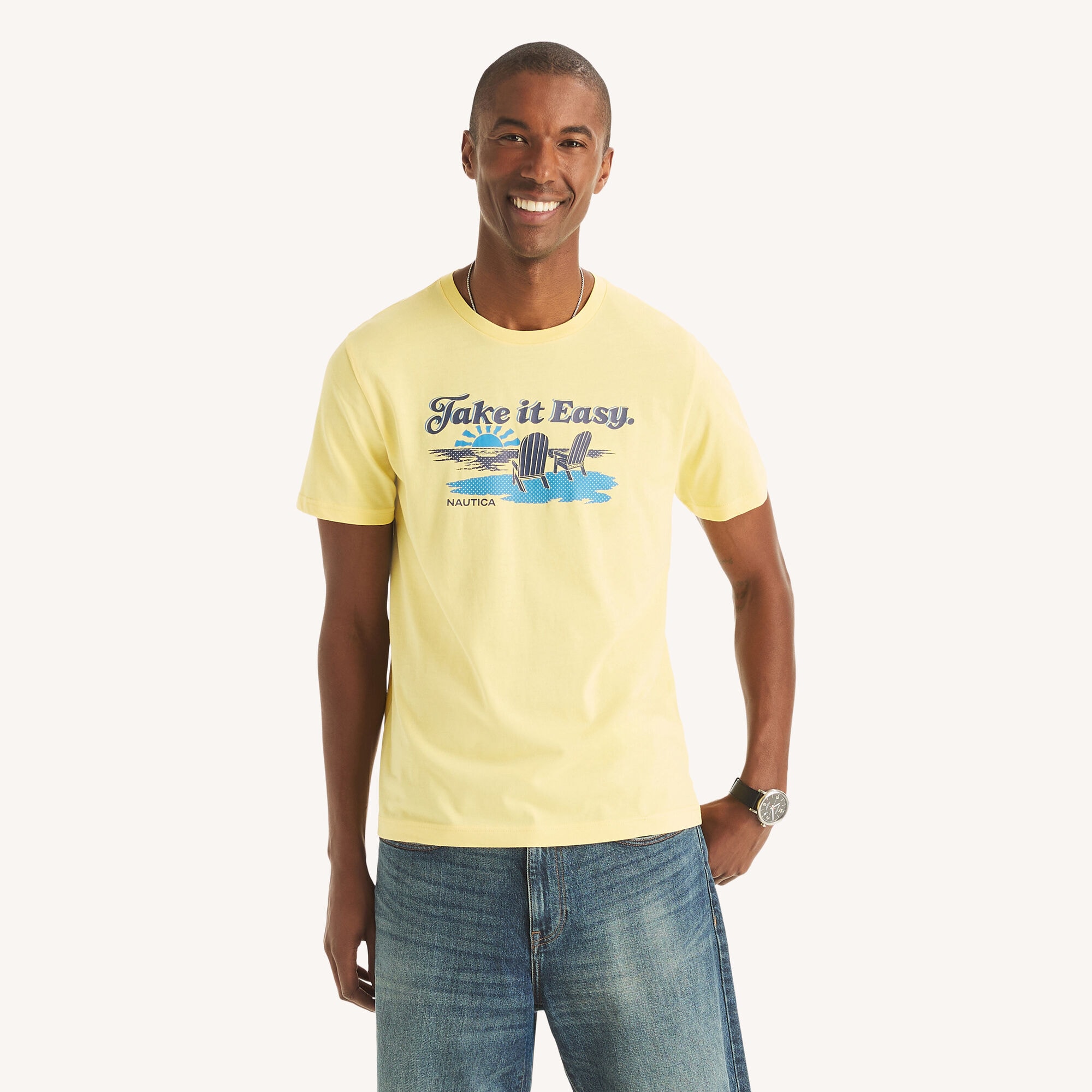 Nautica Men's Take It Easy Graphic T-Shirt 723 (Sunshine), M