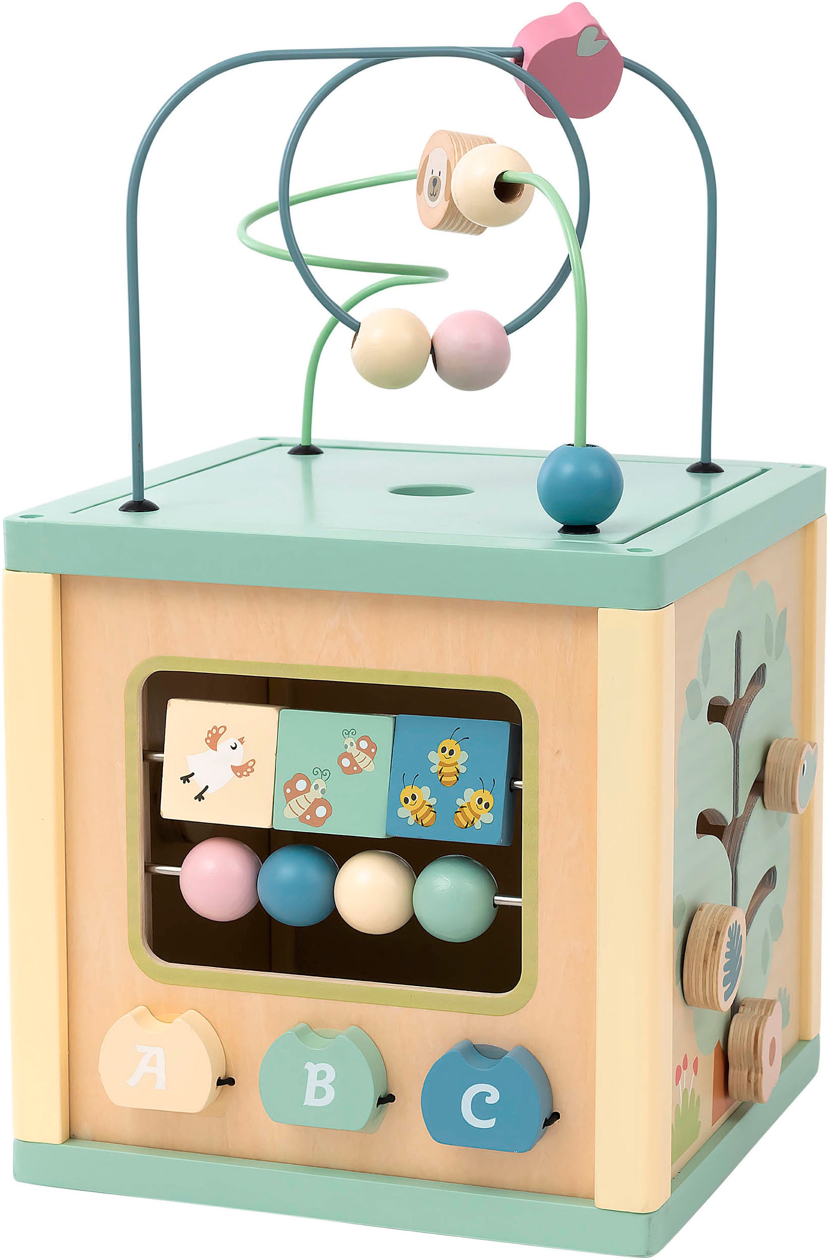 Motorikwürfel STERNTALER "aus Holz", natur, bunt, Motorikspielzeug, BabyB:20cm H:21cm T:21cm, Holz, FSC - schützt Wald, B:20cm H:21cm T:21cm