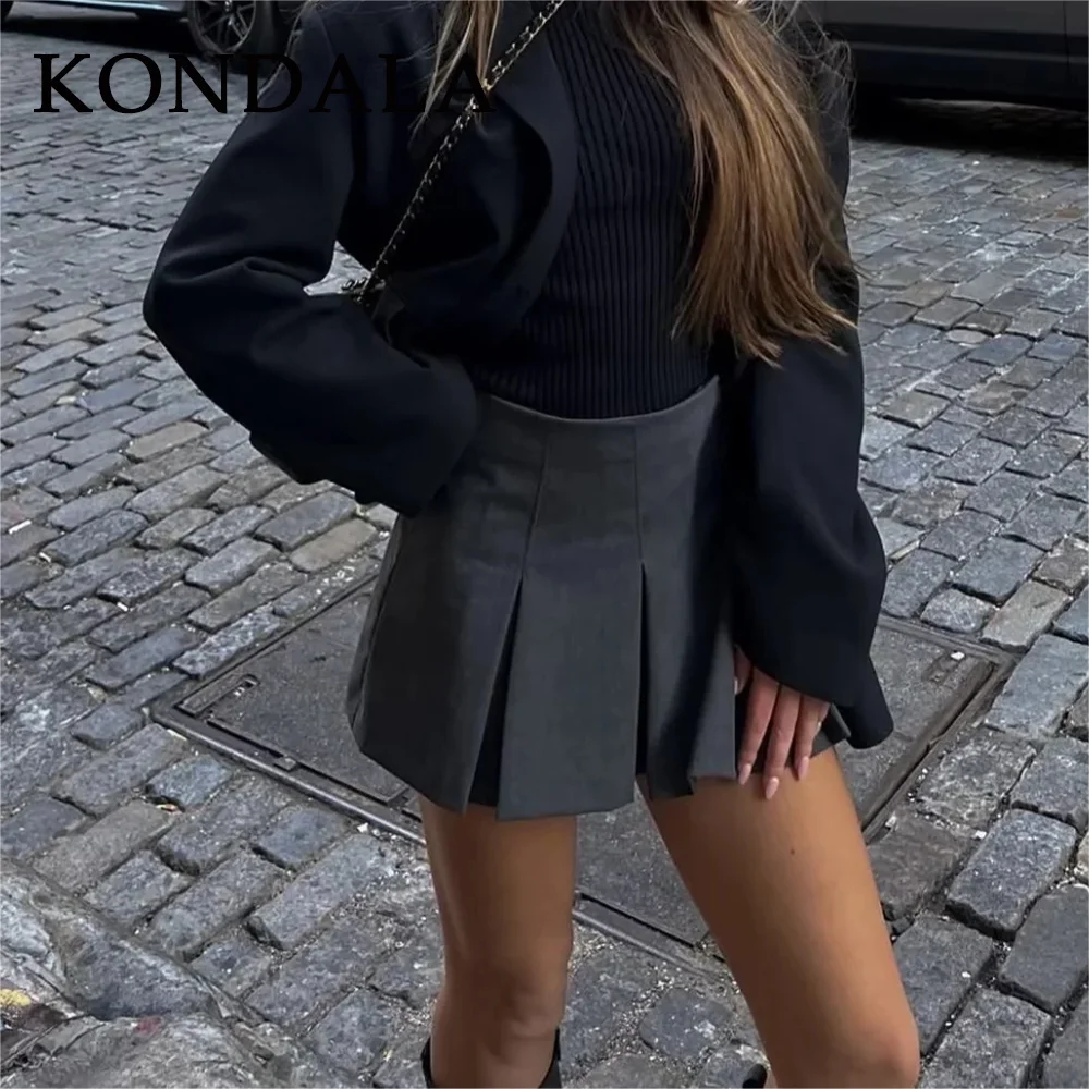 KONDALA 2025 Herbst Winter Frauen Casual Tiered Mini Röcke Mode Vintage Feste Hohe Taille Rüschen Plissee Sexy Shorts Röcke