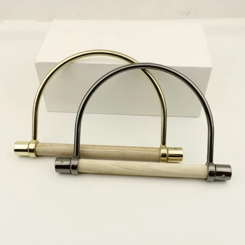 Legierung Holz Elegante DIY Tasche Griff Ersatz Für Handtasche Geldbörse Tote Schulter Taschen Machen Zubehör Licht Gold Schwarz