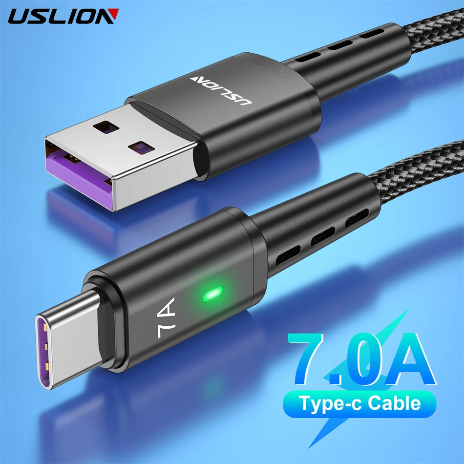 USLION 7A Schnelles USB-C-Typ-C-Kabel Schnelllade-Datenkabel für MacBook Samsung S22 S20 Xiaomi 12 für Huawei Typ C-Ladegerät Image