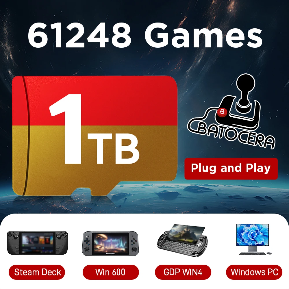1 TB TF/Spielkarte Batocera OS für Steamdeck/Handheld-Spielekonsole/Win PC/Laptop mit 61248 Game 70+Emulators für PS3/2/1/PSP/MAME Image