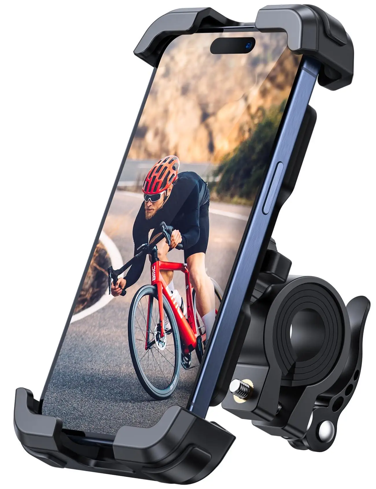 Fahrrad- und Motorrad-Telefonhalterung, verstellbare Lenkerhalterung für iPhone 16 Pro Max/Plus, 15 Plus, 14 und 4,7–6,8 Zoll Telefone Image
