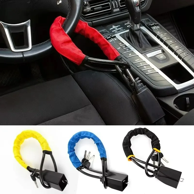 Glb Universelles Auto-Lenkradschloss mit Sicherheitsgurtschnallen, robustes Schloss, Diebstahlschutz, Anti-Gerätsperre für LKW, SUV, 1 Stück Image