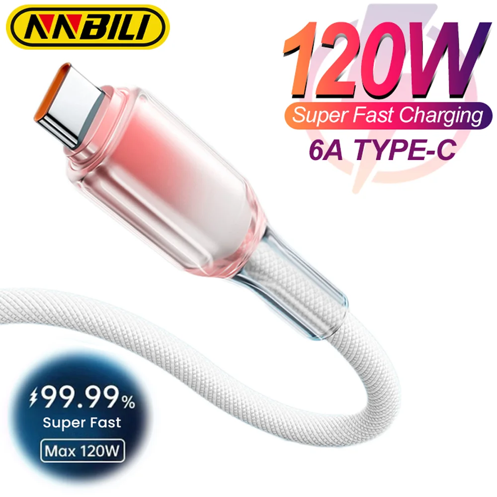 Nnbili 120w usb c zu typ c kabel für iphone 16 pro max samsung s25 s24 pd supers chn elles lade datenkabel für xiaomi huawei kabel Image