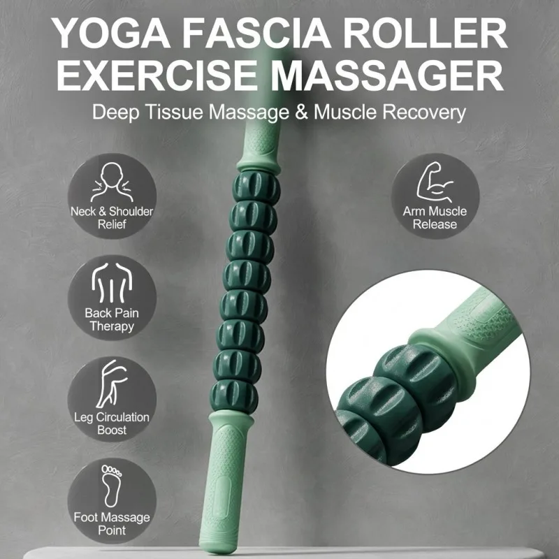 Fitness Exercise Massage Stick Roller Leg Massager Relaxation Recovery Yoga Fascia Roller for Outdoor and Home Workouts