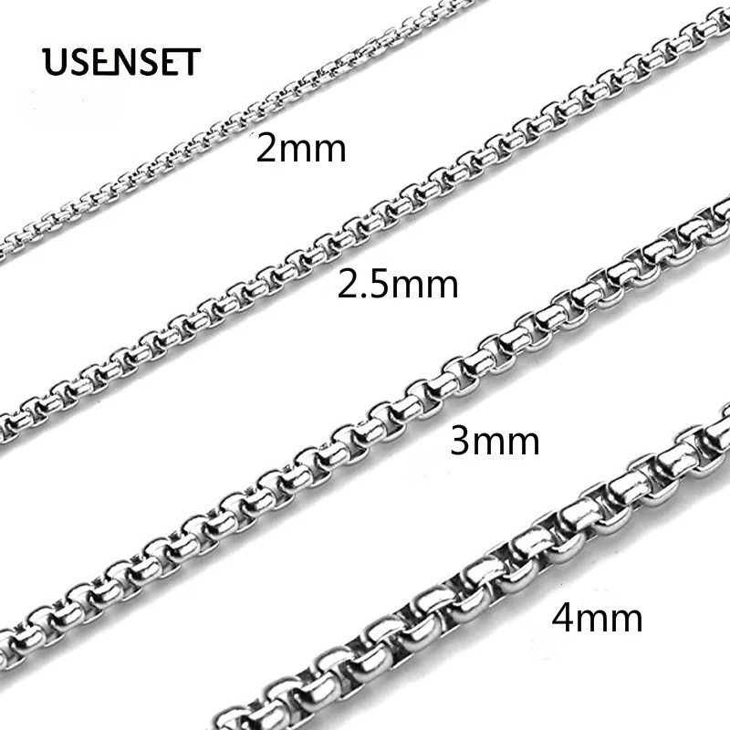 Collana con scatola a catena in corda Catene in acciaio inossidabile Collane a maglie Ciondolo Gioielli fai da te Non strofinare mai 2MM 2.5MM 3MM 4MM USENSET