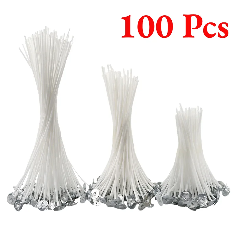 100 pezzi di stoppini per candele in cotone senza fumo, candele profumate fai da te, accessori per candele, stoppini per cera per realizzare candele