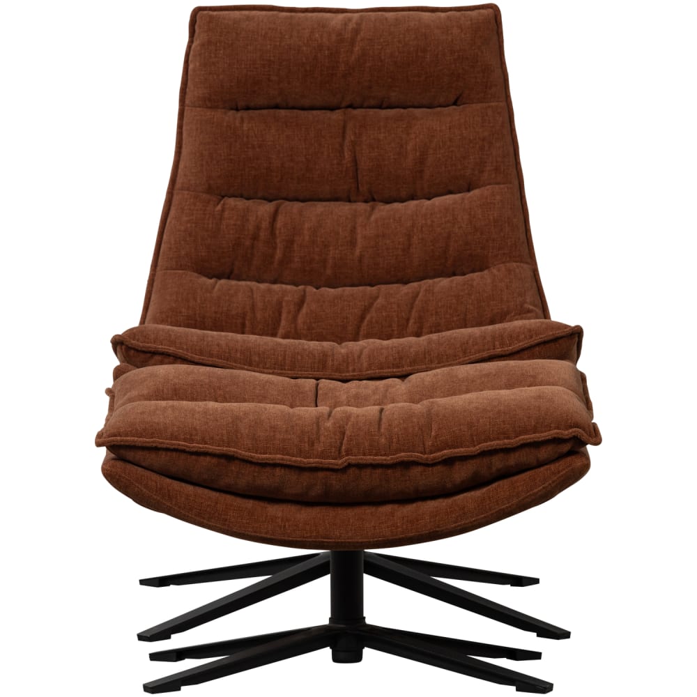 Fauteuil pivotant avec repose-pieds en chenille marron