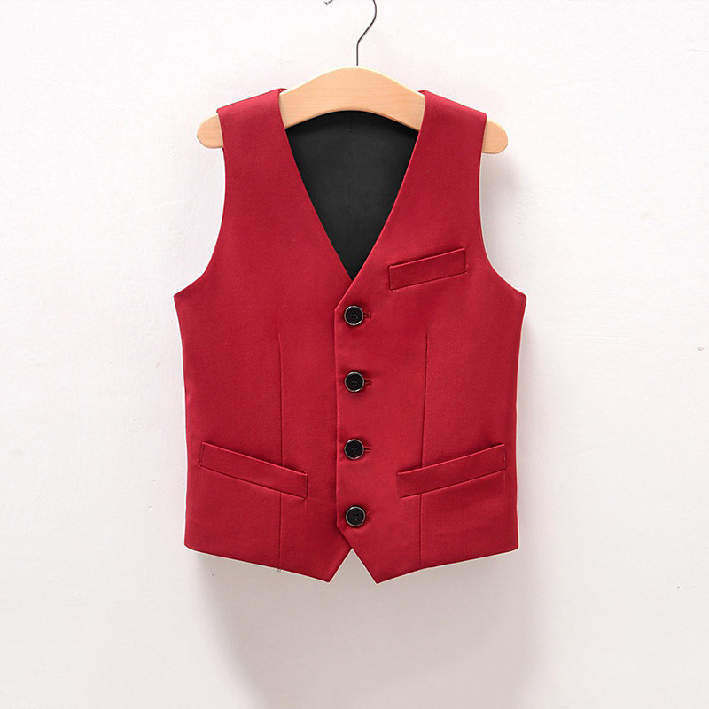 Kids Boys' Vest Coat Outerwear Solid Color Sleeveless Pocket V Neck Buttons Coat Outdoor Fashion Cool Daily Blue Black Red Spring Fall 4-12 Years