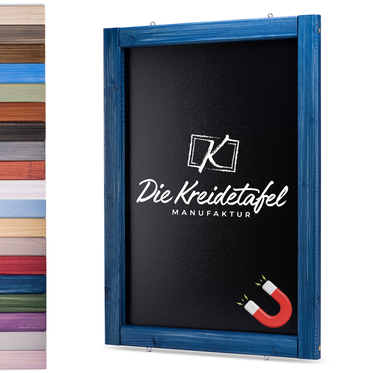 Die Kreidetafel Manufaktur Magnetische Kreidetafel - Magnettafel mit Holzrahmen / Maritimes Blau 30x50cm Image