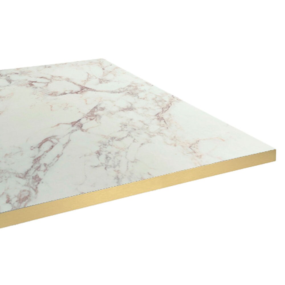 Restootab - Tischplatte 160x80 Dekor Marmor olympo Kanten messingfarben Image