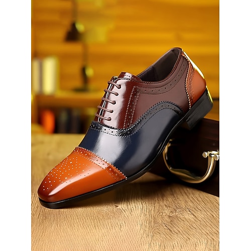 Stilvolle braune Herren-Oxfords aus Kunstleder – Premium-Design für Hochzeiten und formelle Anlässe Image