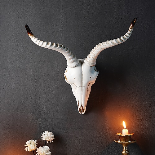 Wanddeko mit nordischem Wikinger-Tierschädel, künstliches Widderschädel-Hängeornament aus Kunstharz, für Zuhause, Bar Restaurantwanddekoration, Party Fotorequisite, Eid al-Fitr Schmuck zur Feier Image