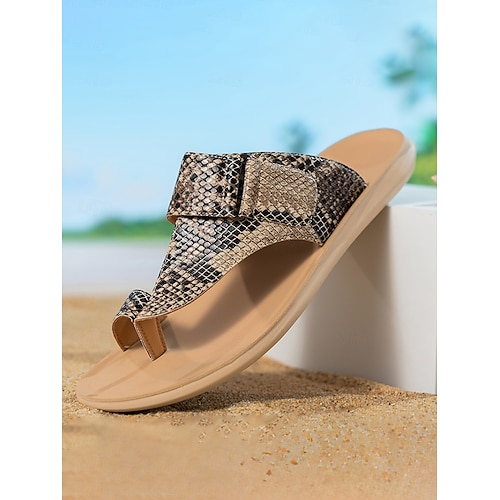 Lässige Herren-Sommersandalen – stylisches Schlangenmuster, perfekt für Strandhochzeiten und Urlaub Image