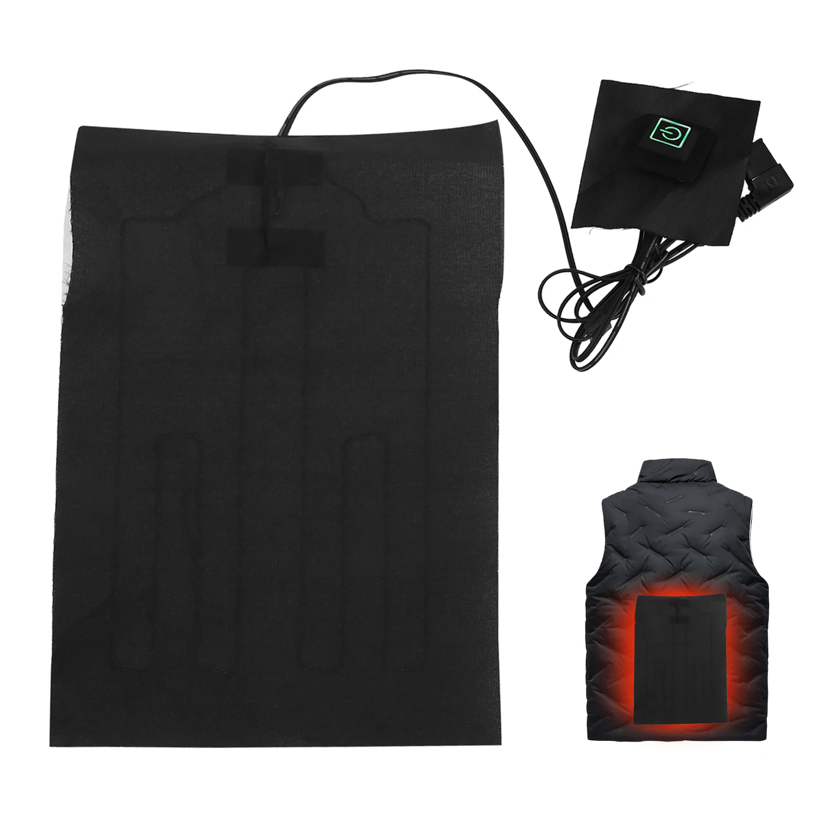 Elektrisches Heizkissen, temperaturverstellbar, 45° ℃ -65 ℃ Elektrisches Heizblatt, USB-Heizkissen für Kleidung, Weste Image