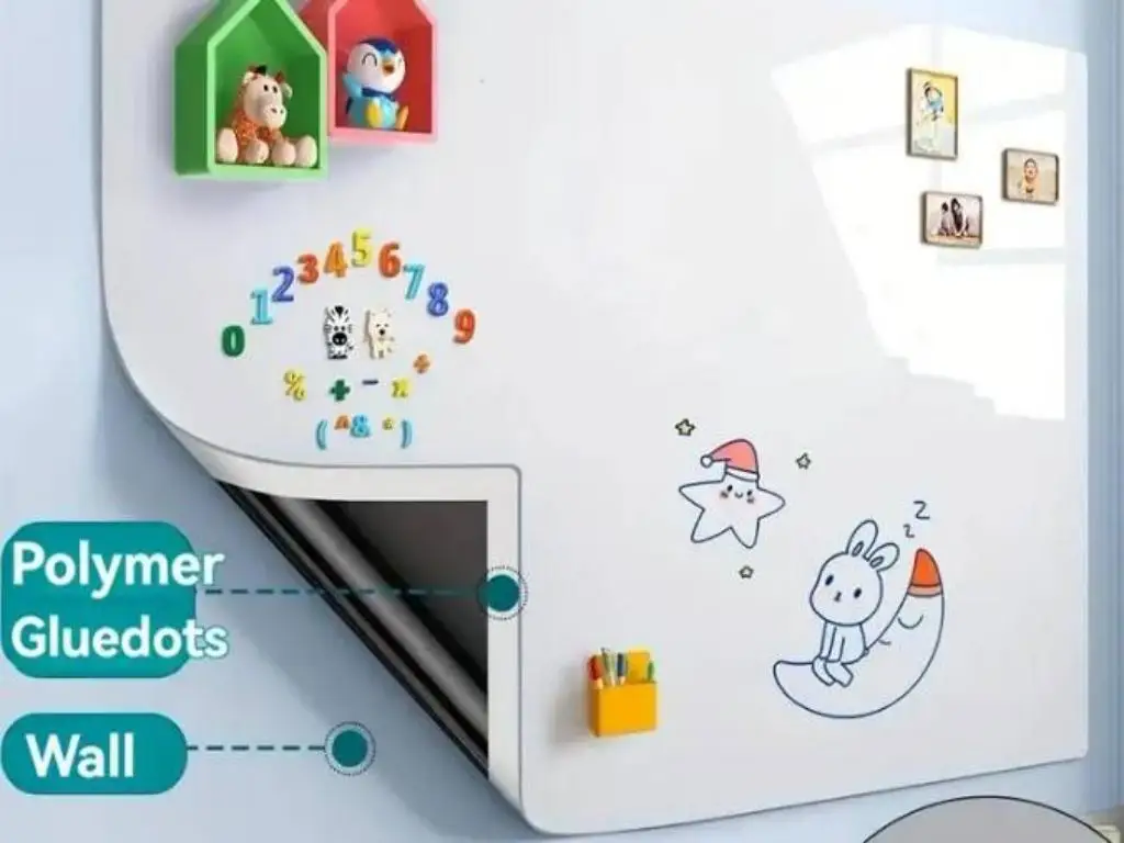 Magnetischer Whiteboard-Aufkleber, abnehmbares, trocken abwischbares Kontaktpapier mit Marker-Magnet-Radiergummi für den Unterricht, Ausbildung, Büro, Heimgebrauch Image