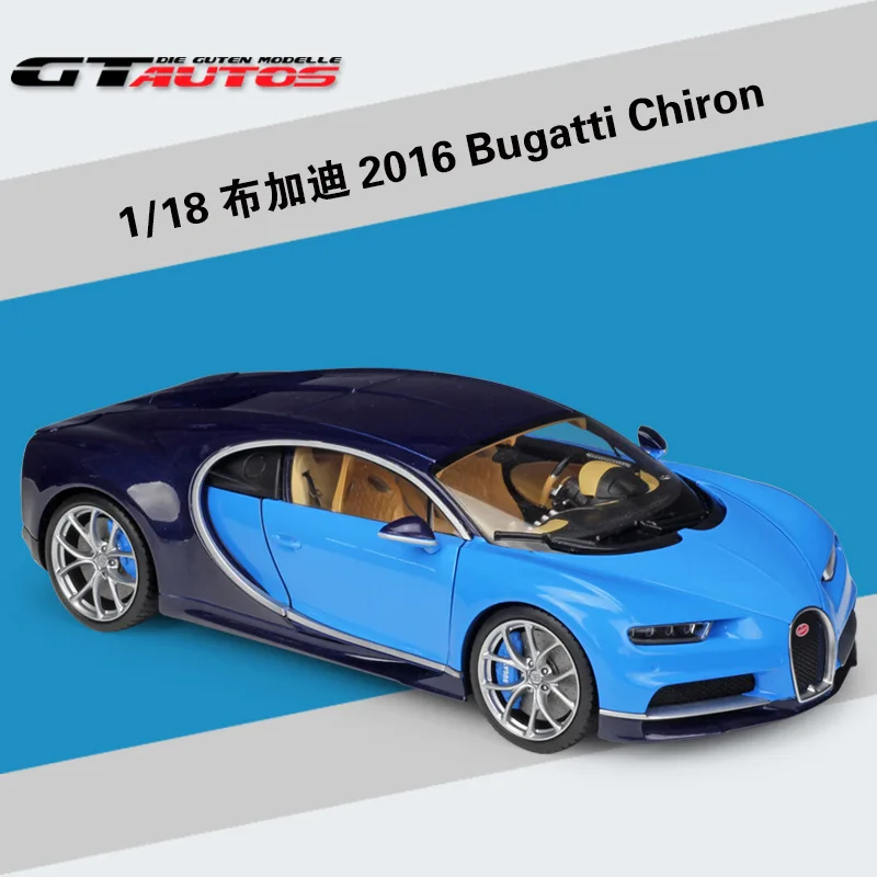 WELLY GTA 1:18 2016 Bugatti Chiron Hypercar – W16 Quad-Turbo Engineering Masterpiece Legierungsdruckguss-Modellauto zum Sammeln