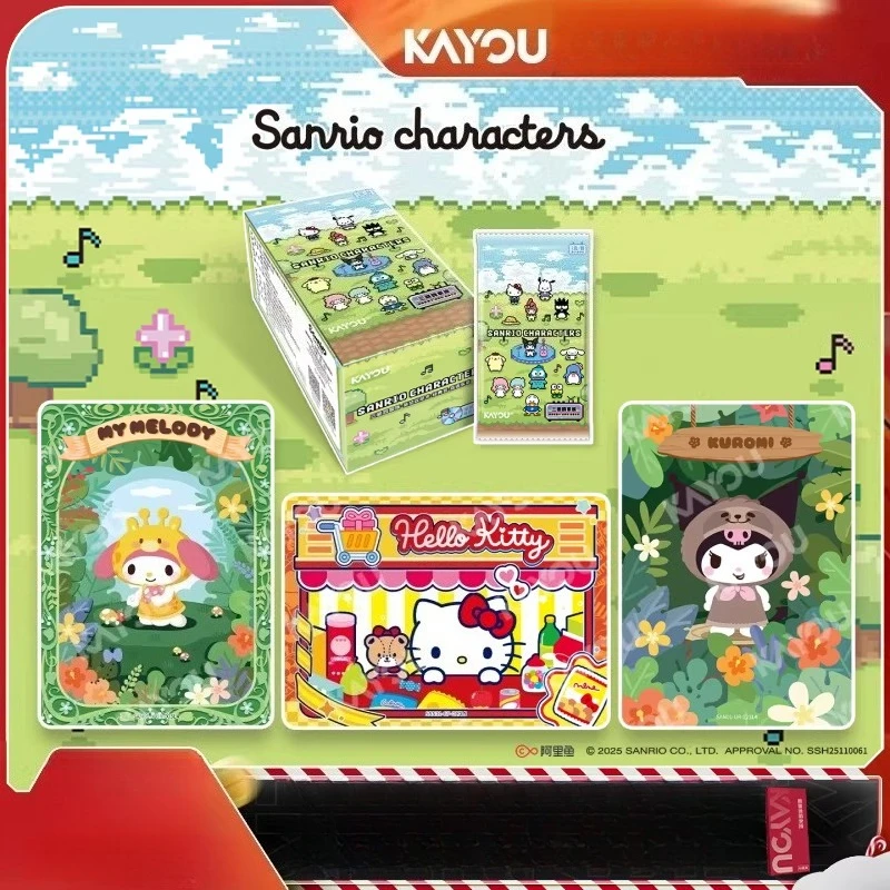 KAYOU Sanrio Charaktere, Anime-Sammelkarten, 50 Stück, Hello Kitty, Sammlerspiel für Kinder, Geschenke mit Aufbewahrungsbox, süßes Kartendeck