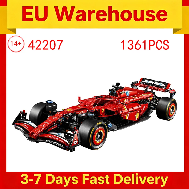 1361 Stück SF-24 Rot Sport Rennwagen Bausteine Raumdekoration Automodell Erwachsene Kinder Geschenke Kompatibel mit Set 42207 Image