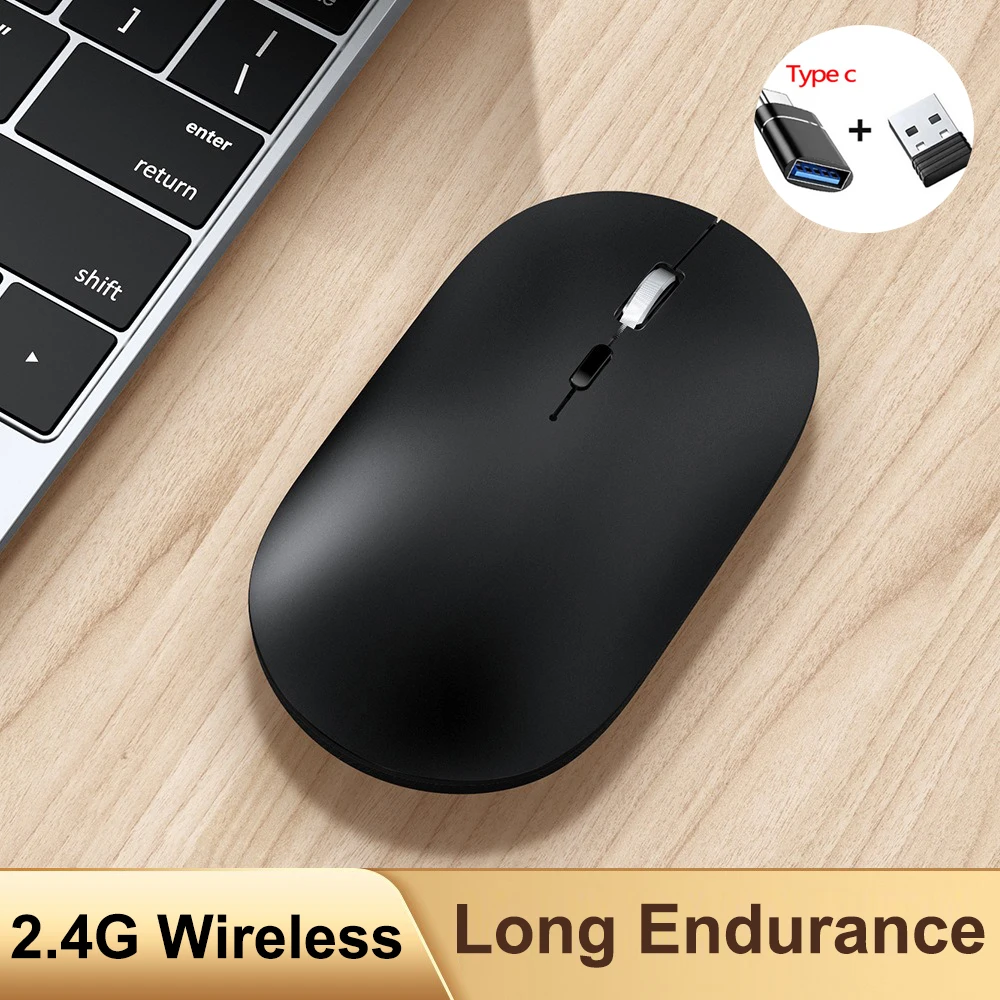 Drahtlose Maus Schlank 2,4G Computer Mäuse Tragbare Batterie Schnurlose Maus für iPad Laptop Desktop Mäuse Mit USB Empfänger für Laptop Image