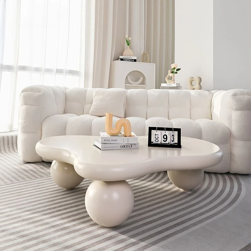 Wolken-Couchtisch, rund, Dundun-Creme-Stil, modern, leicht, luxuriös, Designer, kleine Wohnung, unregelmäßig, speziell geformt, kleiner Kaffeetisch Image