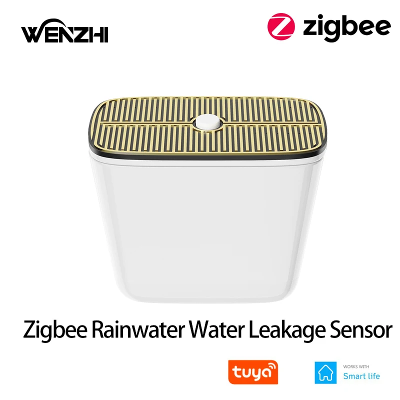 ZigBee Regen- und Wasserlecksensor, Regenerkennung, wasserdichter Akku für den Außenbereich, Tuya Smart Life App-Steuerung, Hausautomation Image
