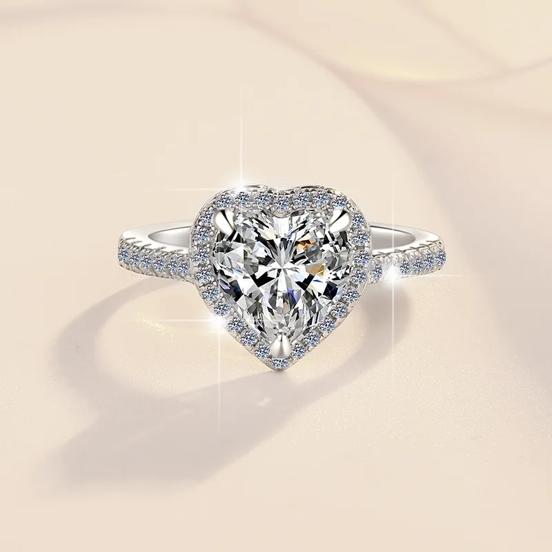 Anello in argento sterling 925 5A Cuore di zircone per donna Uomo Gioielli da sposa Fidanzamento Fascino Regalo di moda per feste Anello di alta qualità