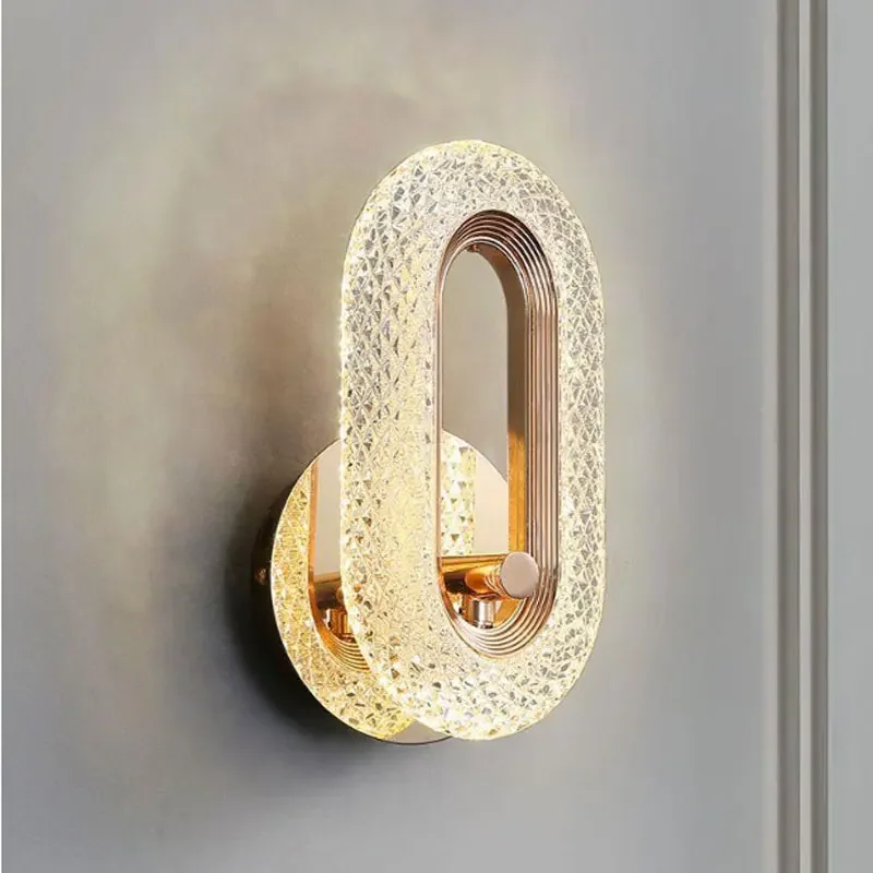 Luxus Schlafzimmer Dekoration Wand leuchte Acryl Lampen schirm Roségold Metall Körper Wand leuchte Licht führte nach Hause Korridor warme Atmosphäre Glanz