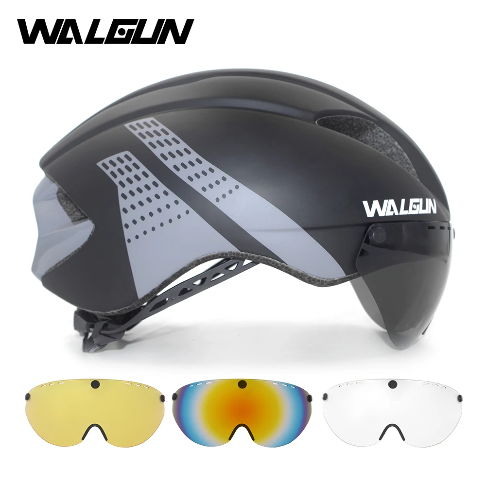 Walgun Aero Fahrrad helm Rennrad helm Erwachsene Objektiv brille Visier Zeitfahren tt Triathlon Fahrrad helm m l für Männer Frauen Image